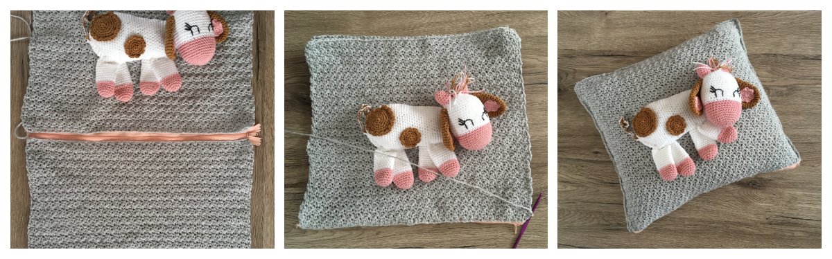 Blog-Inhaltsbild für 'Kuhkissen Karla, kostenlose Häkelanleitung'